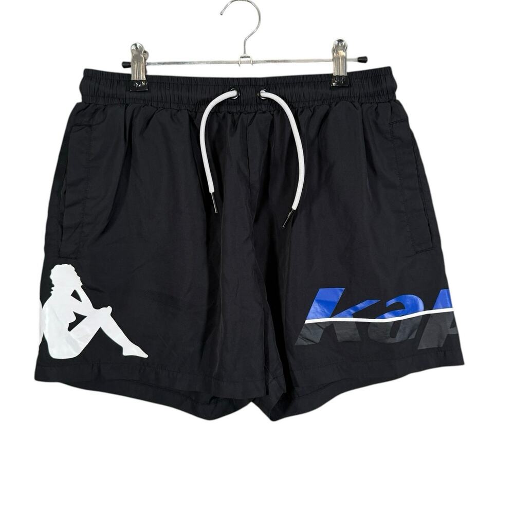 Kappa Swim Shorts Medium Black Logo Trunks Drawstring Athletic